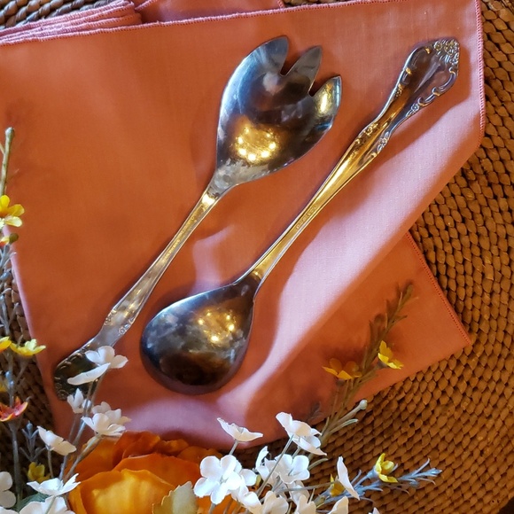 ESTIA GOURMET Cascade Floral 9 Inch Stainless Steel 2pc Salad Serving Set - RARE - Picture 7 of 7